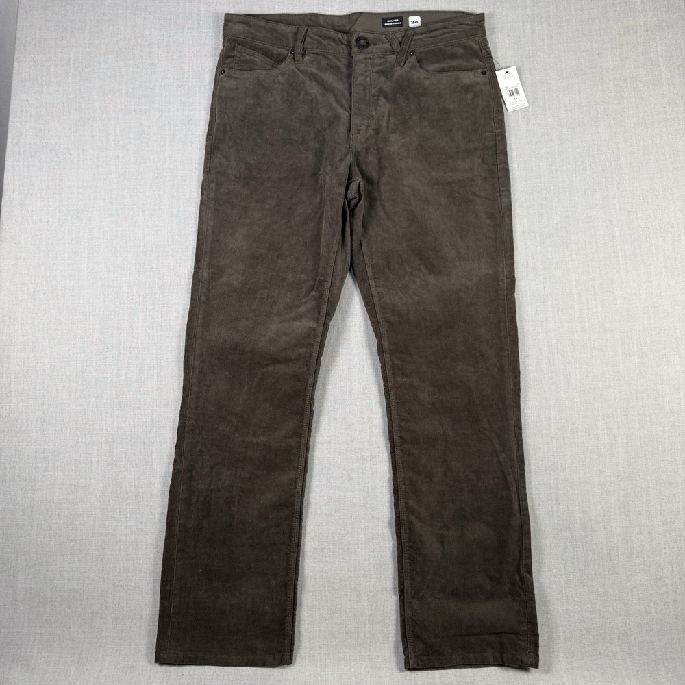 Volcom Pants Men's Size 34x32 Brown Corduroy Solver Modern Straight Skate Chino